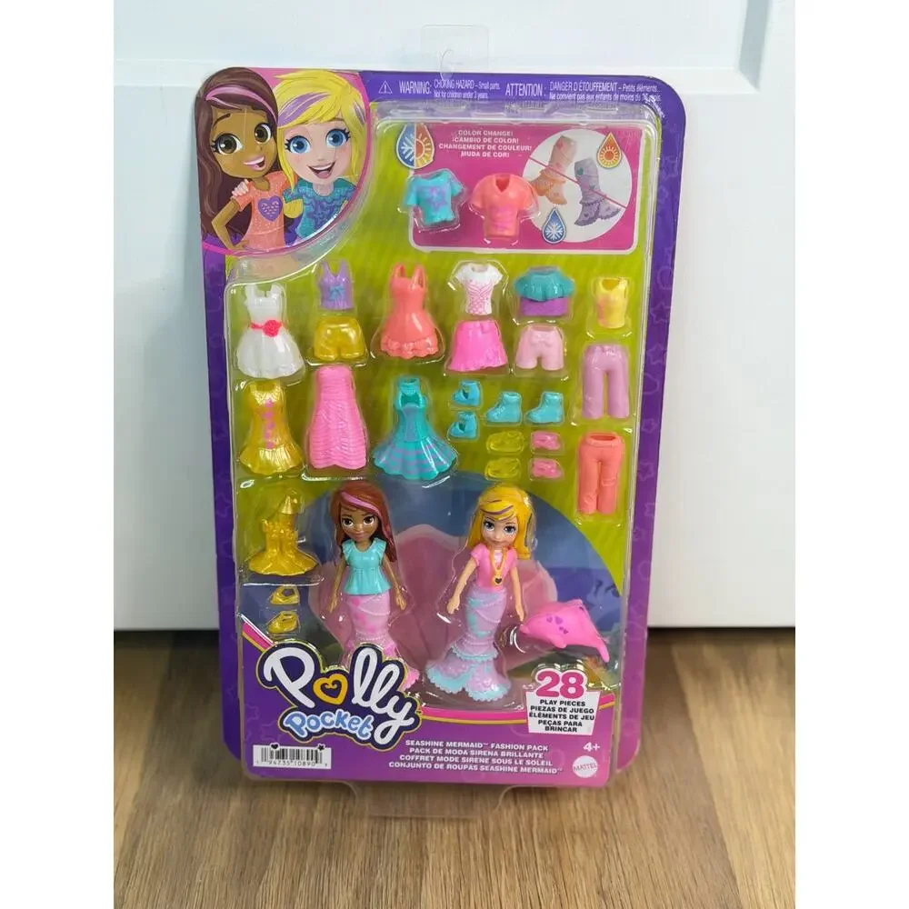 Polly Pocket Seashine Mermaid Fashion Pack With 28 Play Pieces Color Change Feat